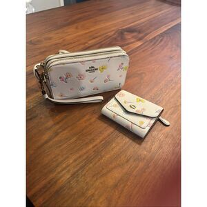 Coach Women's White Floral Kira Crossbody Bag And Matching Wallet NWOT